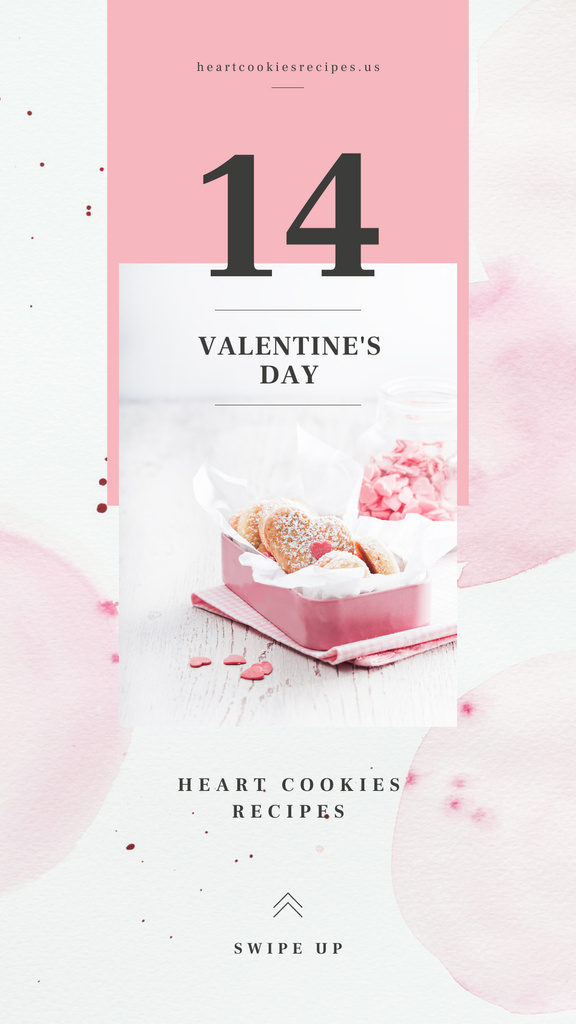 Designvorlage Valentine's Day Heart-Shaped Cookies in Pink box für Instagram Story