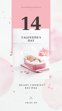 Biscoitos em forma de coração de dia dos namorados em caixa rosa Instagram Story Modelo de Design