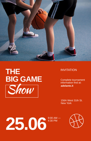 Big Basketball Tournament And Show Announcement Invitation 5.5x8.5in Design Template
