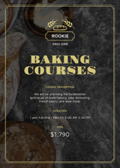 Baking Courses Ad with Fresh Croissants and Cookies