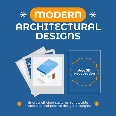Реклама современных архитектурных проектов с моделью дома Instagram – шаблон для дизайна