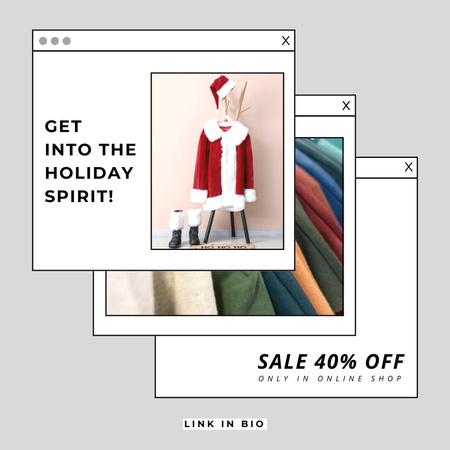Christmas in July Clothing Sale Offer with Man Riding Bike Instagram Design Template