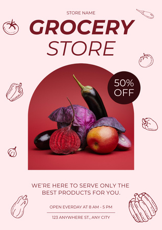 Designvorlage Colorful Veggies With Discount And Illustration für Poster