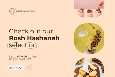 Discount on Kosher Foods for Rosh Hashanah Mood Board Šablona návrhu