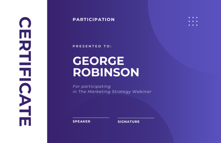 Designvorlage Award for Passing Marketing Strategy Webinar für Certificate 5.5x8.5in