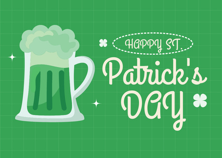 Pyhän Patrickin päivän tervehdys olutmukin kanssa vaahdolla Card Design Template
