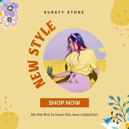 New Collection with a Girl Instagram Design Template