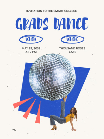 Szablon projektu Graduation Dance Party Announcement with Disco Ball Poster 36x48in