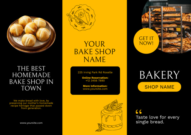 Ontwerpsjabloon van Brochure van Bake Shop with Homemade Bread