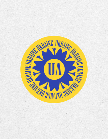 Cores da Ucrânia em flor e círculo T-Shirt Modelo de Design