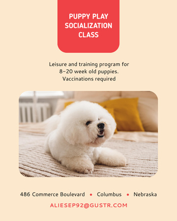 Puppy Socialization Class Announcement with Cute Dog Poster 16x20in tervezősablon