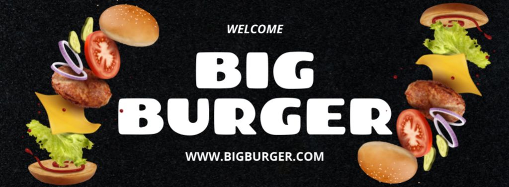 Big Burger Sale Offer Facebook coverデザインテンプレート
