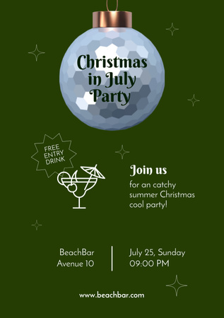  Announcement of Christmas Celebration in July in Bar Flyer A5 Design Template