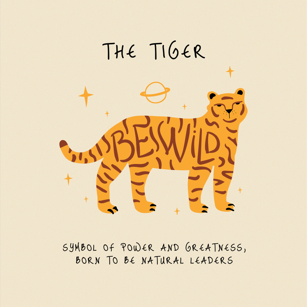 Astrological Inspiration with Tiger illustration Instagram – шаблон для дизайну