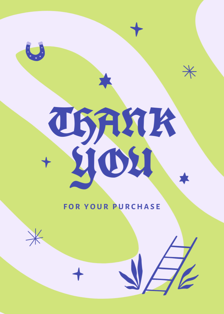 Thankful Phrase With Horseshoe and Stars on Green Postcard 5x7in Vertical Design Template