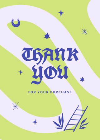 Thankful Phrase With Horseshoe and Stars on Green Postcard 5x7in Vertical – шаблон для дизайну