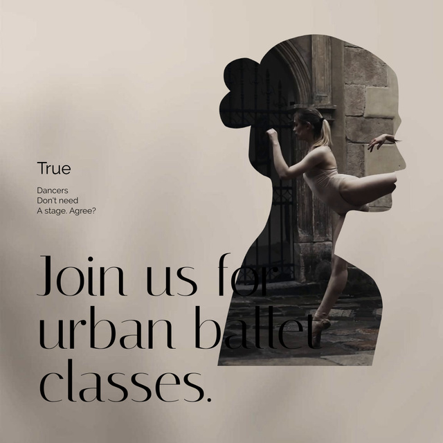 Urban Ballet Classes Offer with Ballerina's Silhouette Animated Postデザインテンプレート