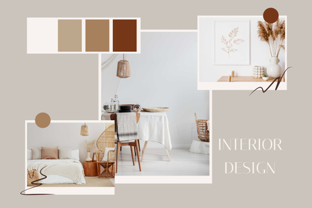 Template di design Scandi Interior Design in grigio e beige Mood Board