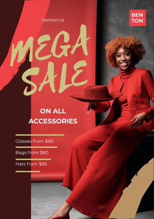 Platilla de diseño Fashion Sale with Woman Dressed in Red Flyer A7