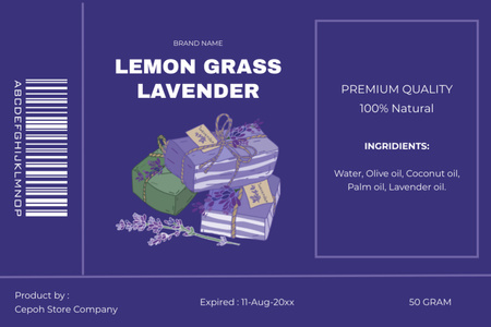 Luxurious Lemon Grass Lavender Essential Oil Label Design Template