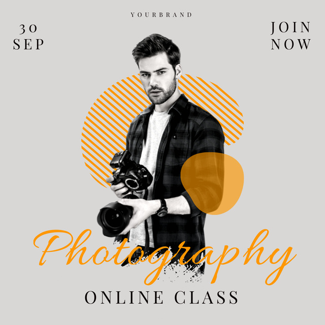 Photography Virtual Class Ad on Grey Instagram Design Template