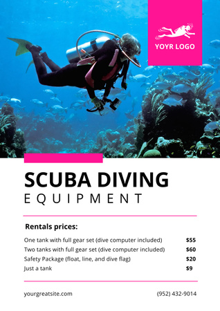 Scuba Diving Ad with Diver in Apparel Poster Design Template