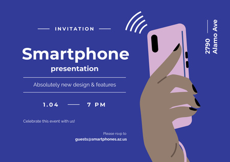 Ontwerpsjabloon van Poster A2 Horizontal van Aankondiging nieuwe smartphonepresentatie