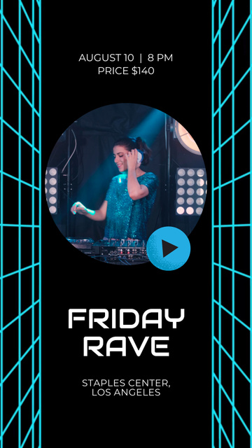 Friday Rave Music Event Instagram Video Story Πρότυπο σχεδίασης