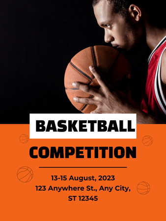 Platilla de diseño Basketball Competition Announcement with Black Man Poster US
