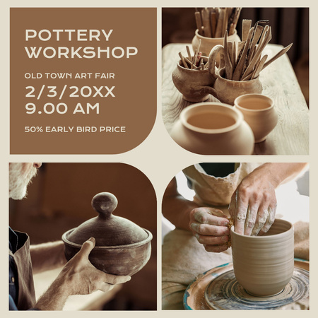 Modèle de visuel Collage avec proposition de services d'atelier de poterie - Instagram