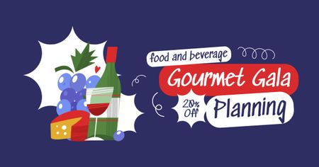 Platilla de diseño Gourmet Gala Event Planning Service Facebook AD