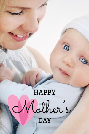 Ontwerpsjabloon van Postcard 4x6in Vertical van Mother Holding Little Child On Mother's Day