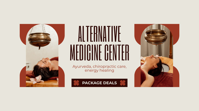 Plantilla de diseño de Alternative Medicine Clinic With Package Deals In Ayurveda Title 1680x945px 