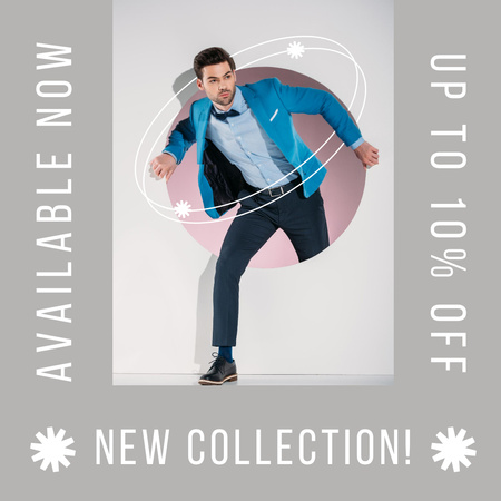 Man in Stylish Suit with Blue Blazer Instagram Design Template