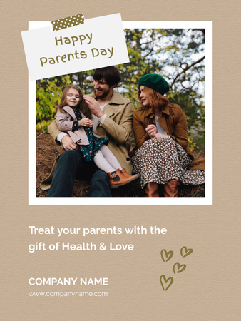 Vanhempienpäivätervehdys onnellisen perheen kanssa Poster US Design Template