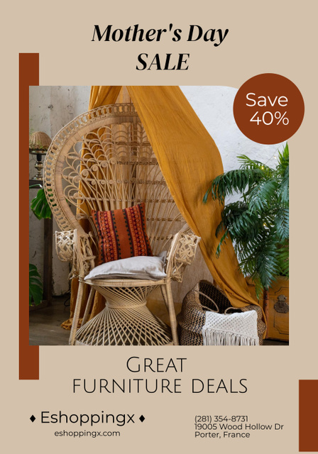 Rattan Furniture Best Deal Poster 28x40in Design Template
