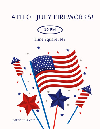 Illustration of Fireworks on USA Independence Day Poster 8.5x11in Design Template