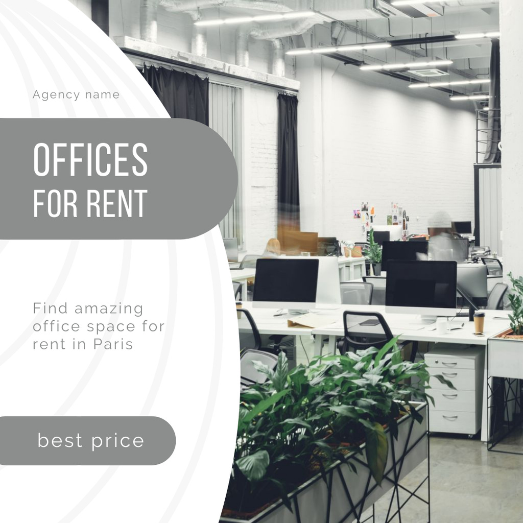 Offices Space for Rent Instagram AD Design Template