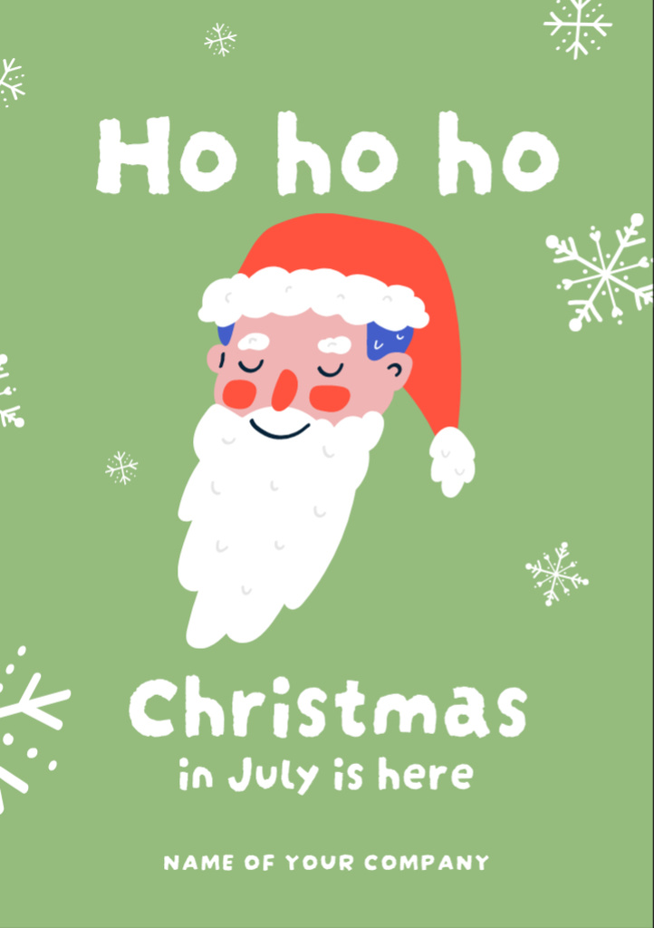 Celebrating Christmas in July with Cute Santa in Green Flyer A7 – шаблон для дизайна