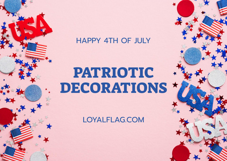 Plantilla de diseño de USA Independence Day Celebration Announcement Postcard 