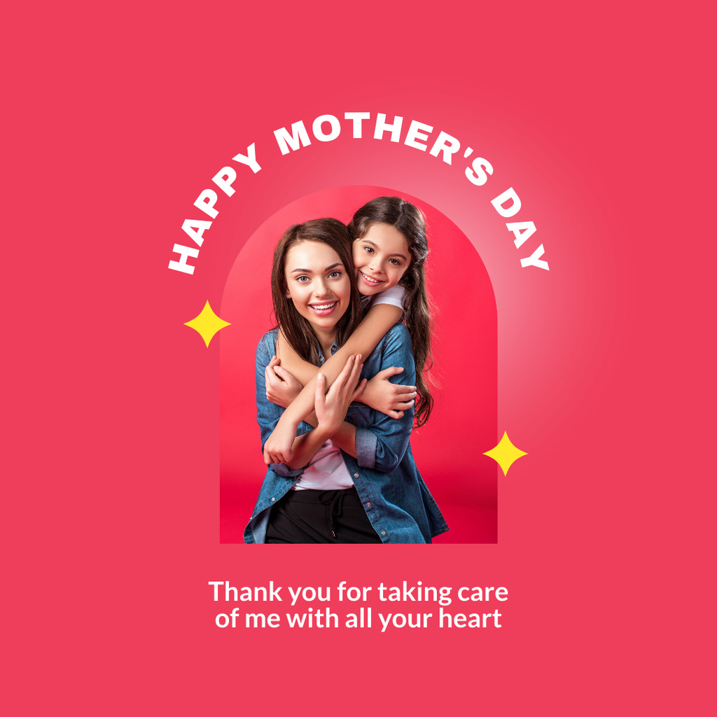 Young Woman with Daughter for Mother's Day Instagram Design Template