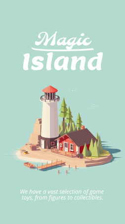 Illustration of Magic Island TikTok Video Šablona návrhu