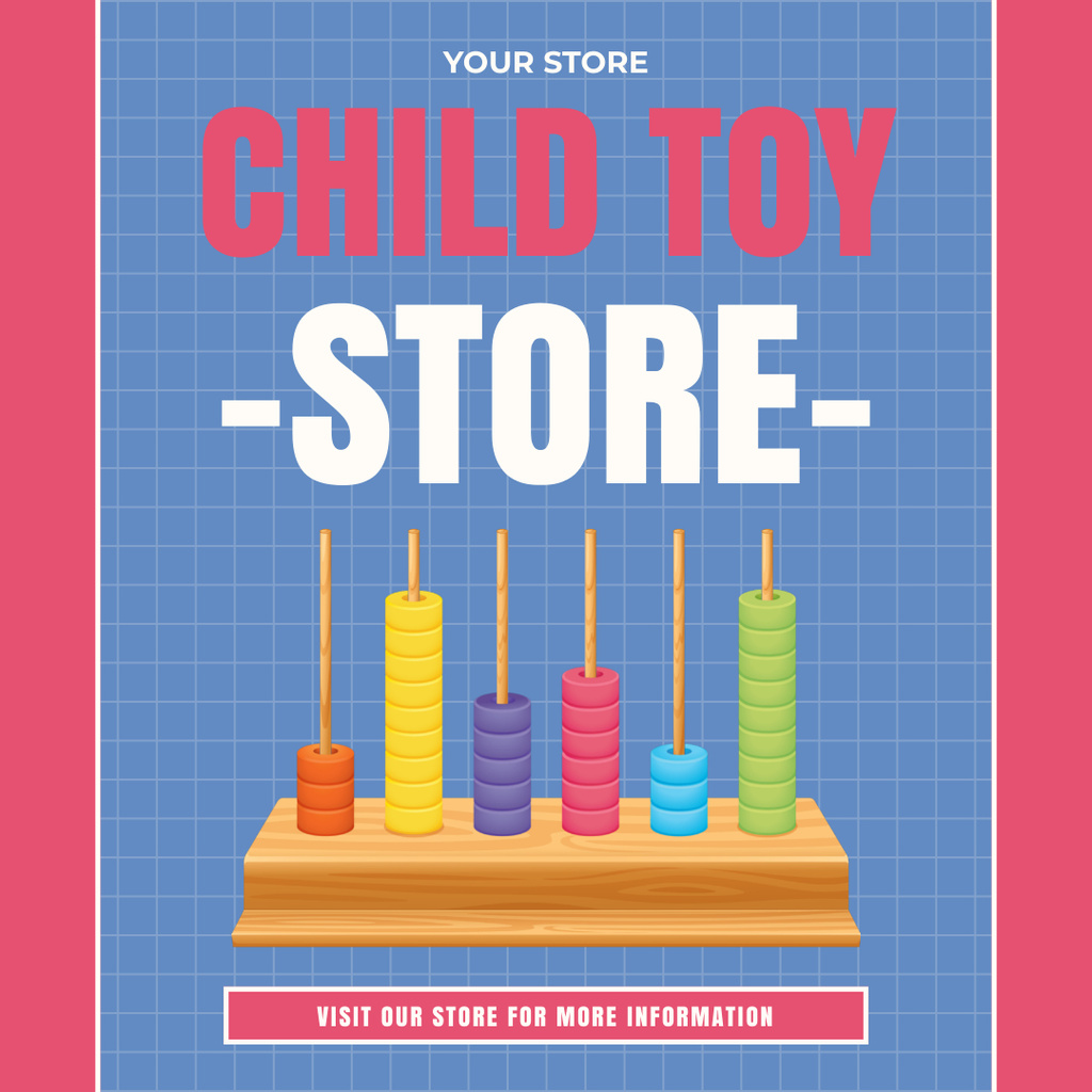 Child Toys Shop Promo on Blue Instagram Šablona návrhu