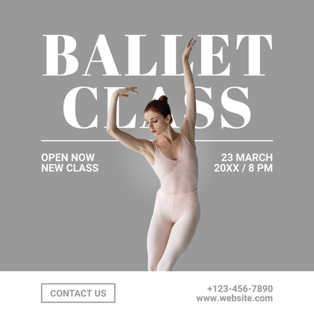 Ballet Class Ad with Tender Beautiful Woman Instagram Design Template