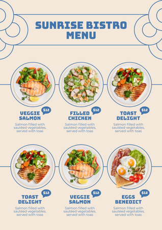 Modèle de visuel Liste des aliments du bistrot - Menu