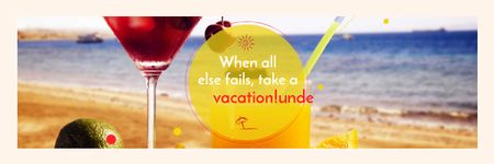 Vacation Offer with Cocktail at the Beach Email headerデザインテンプレート