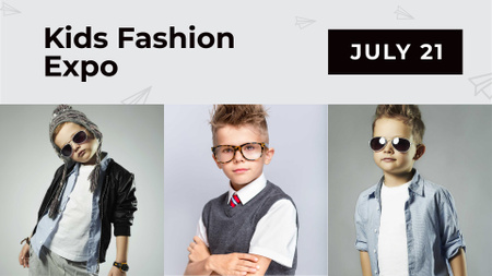 Platilla de diseño Kids Fashion Expo Event Announcement with Stylish Kids FB event cover