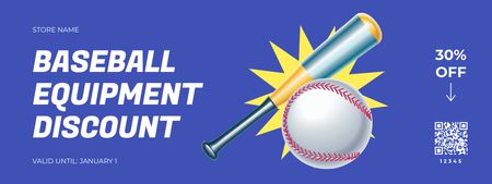 Sport Store Ad with Baseball Equipment Coupon Design Template