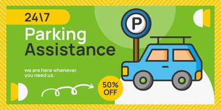 Platilla de diseño 24/7 Assistance for Drivers in Parking Lot Twitter