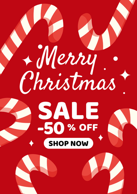 Christmas Sale Advertisement with Traditional Holiday Sweets Poster Design Template